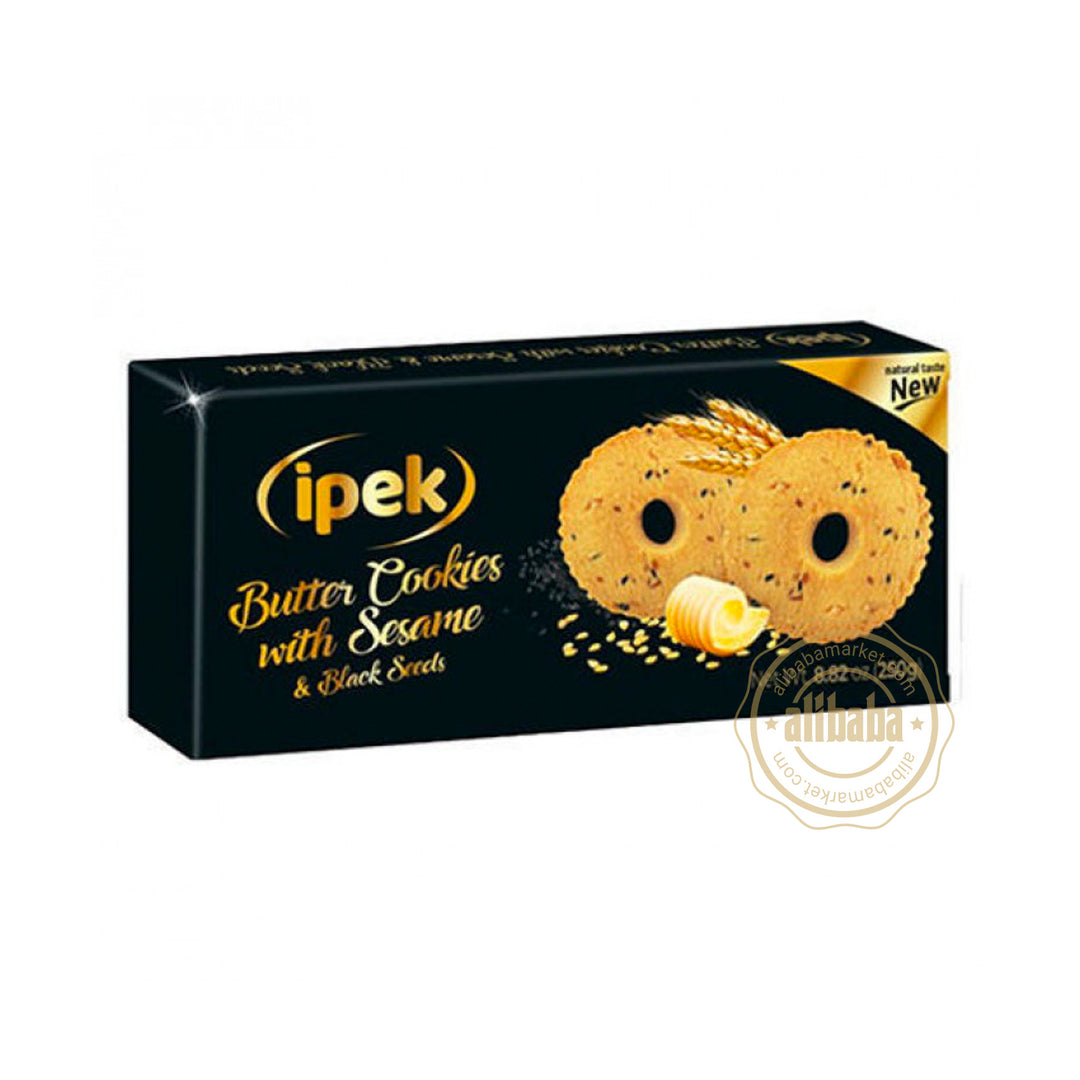 IPEK PREMIUM BUTTER COOKIES SESAME & BLACK SEEDS 250GR