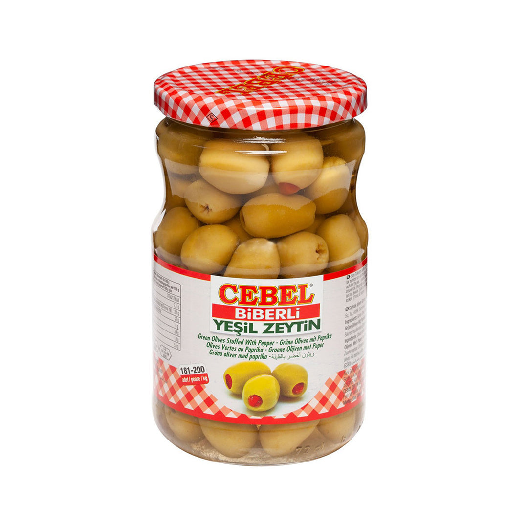 CEBEL GREEN OLIVES W PEPPER (GLASS JAR) 400GR