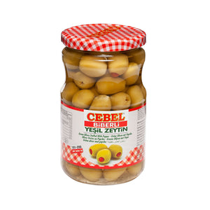 CEBEL GREEN OLIVES W PEPPER (GLASS JAR) 400GR